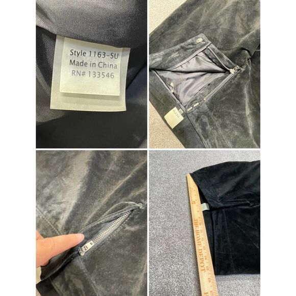 Ecru Leather Straight Leg Pants Women sz 6 black 100% leather half Lined trouser - Picture 10 of 12